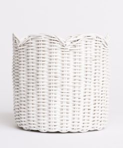 White Wicker Scalloped Container