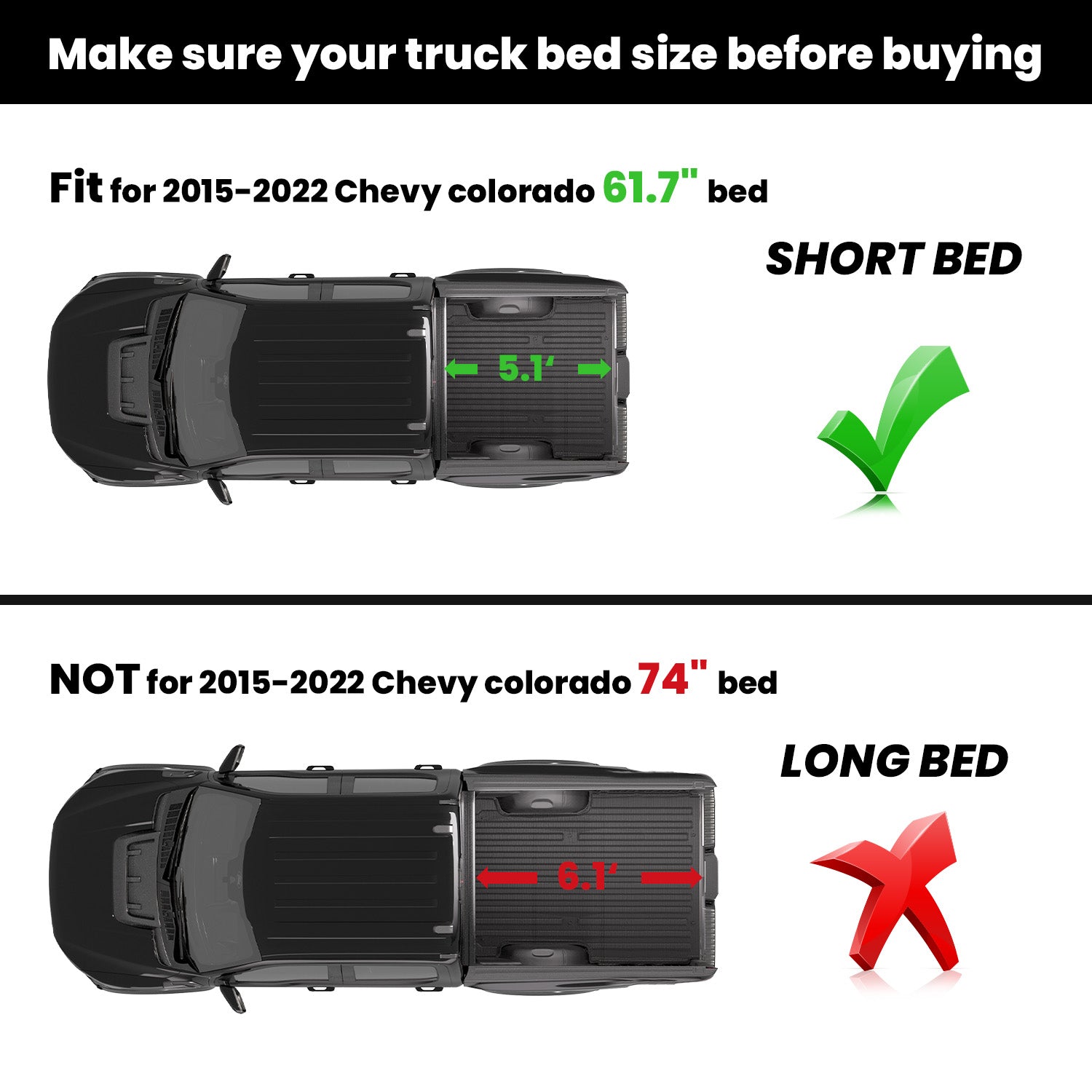 Fit for 2015-2022 Chevrolet Colorado 5.1FT Short Bed Mat or Tailgate Mat - Image 2