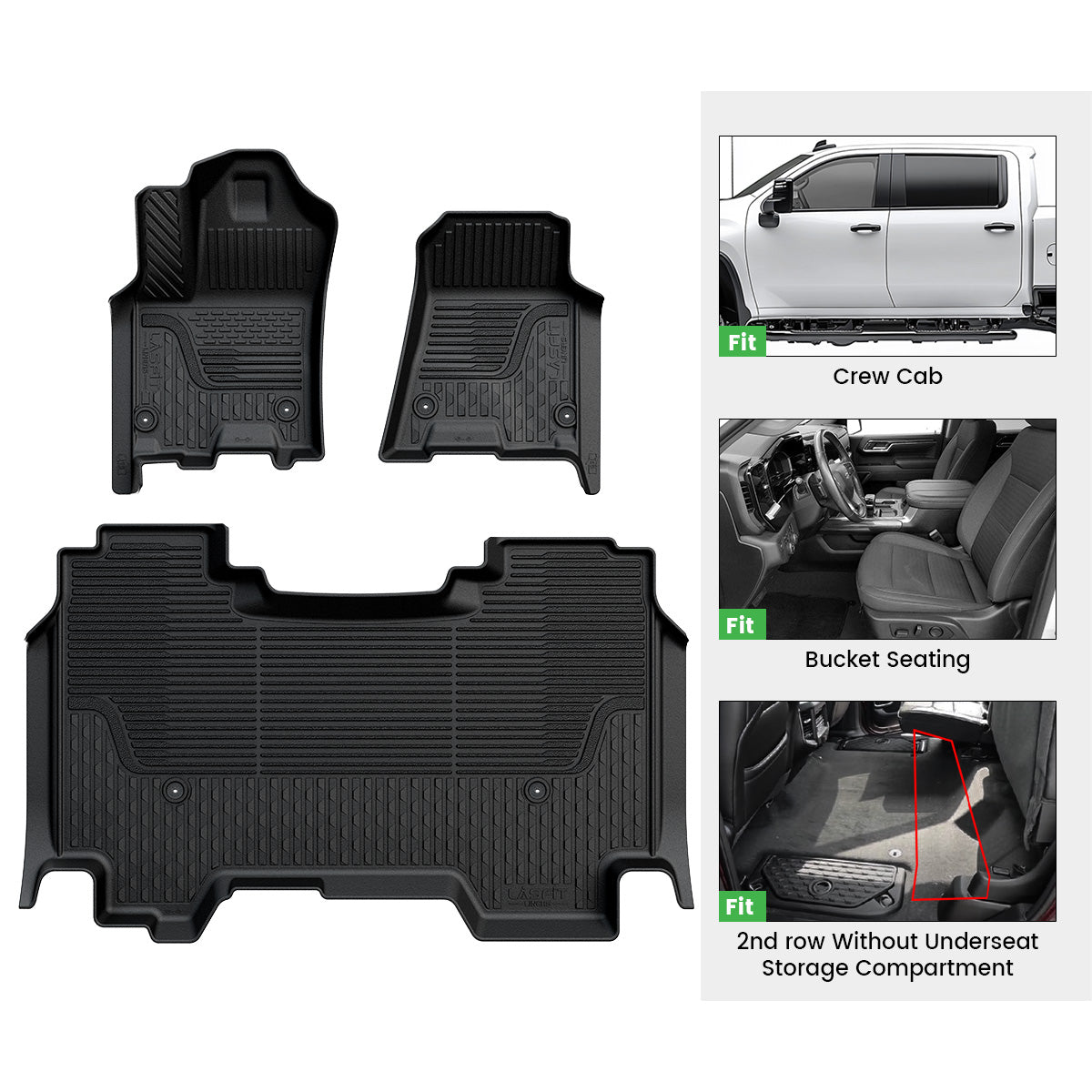 Fit for 2025-2026 Ram 1500 All-weather Floor Mats With Bucket Seating Only - Image 2