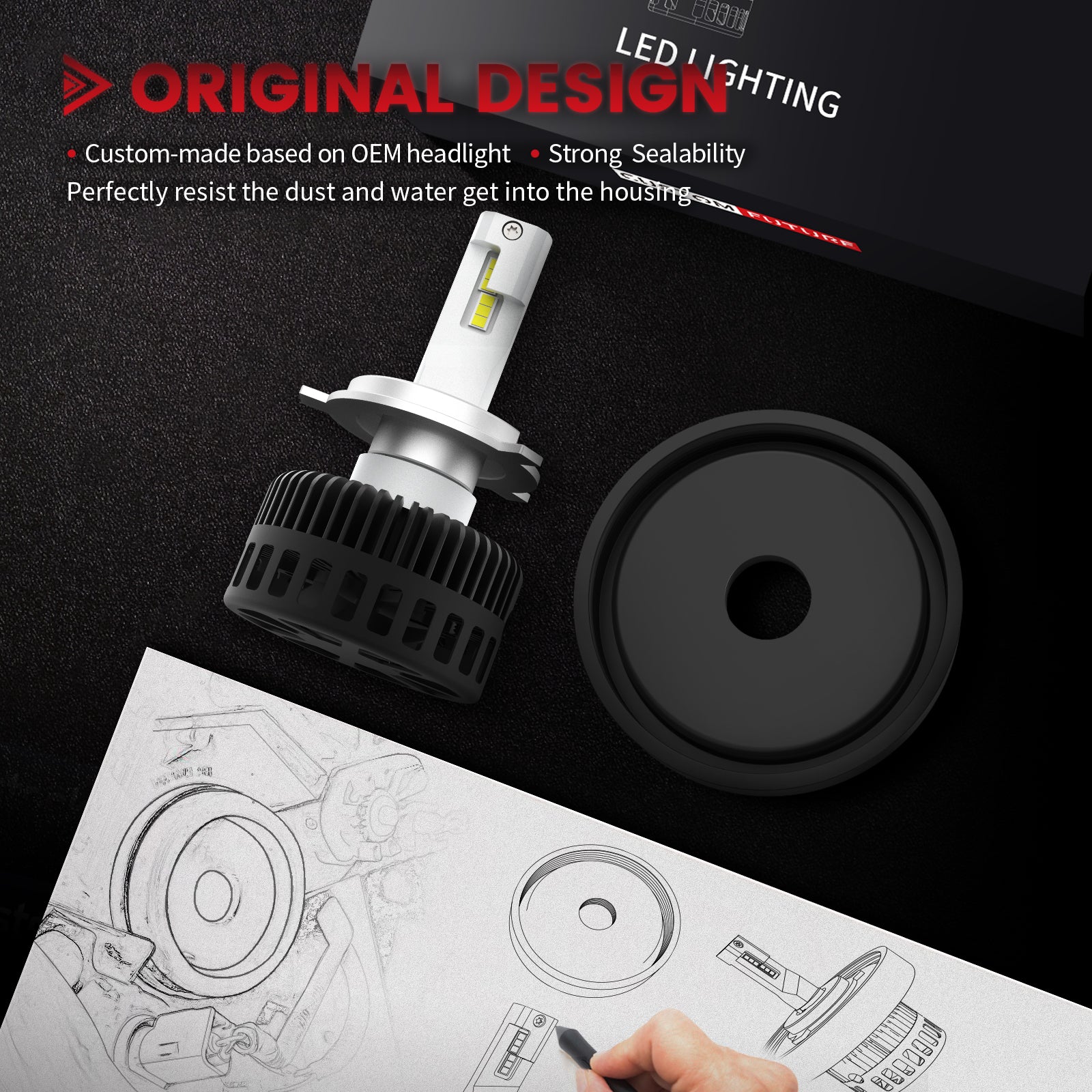 Fit for Toyota Tundra 2014-2021 H4 9003 Custom-Fit LED Bulbs w/Dust Cover - Image 2