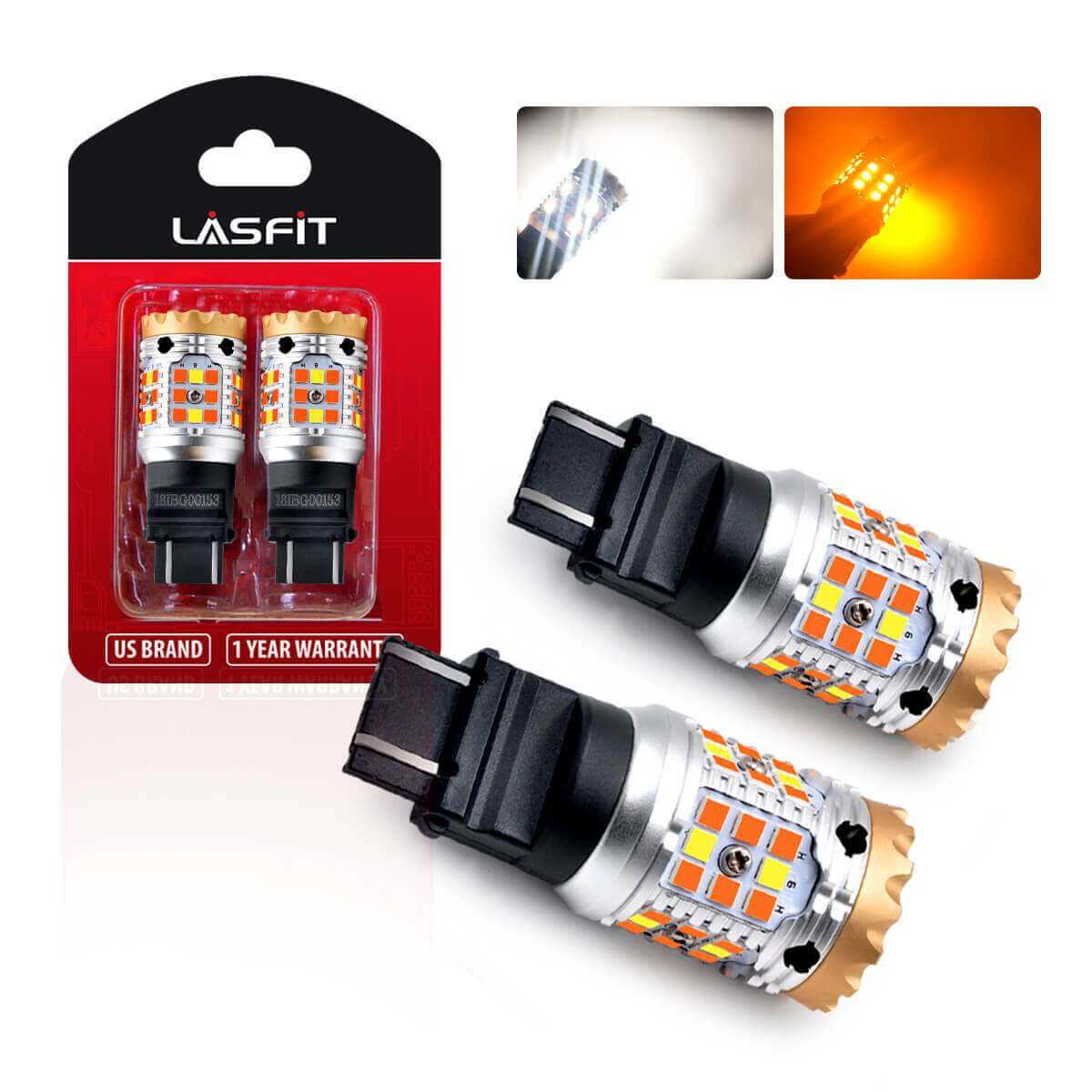 3157 3057 4057 4157 CANBUS Error Free Anti Hyper Flash Switchback LED Turn Signal Light Dual Color Bulb, 2 Bulbs